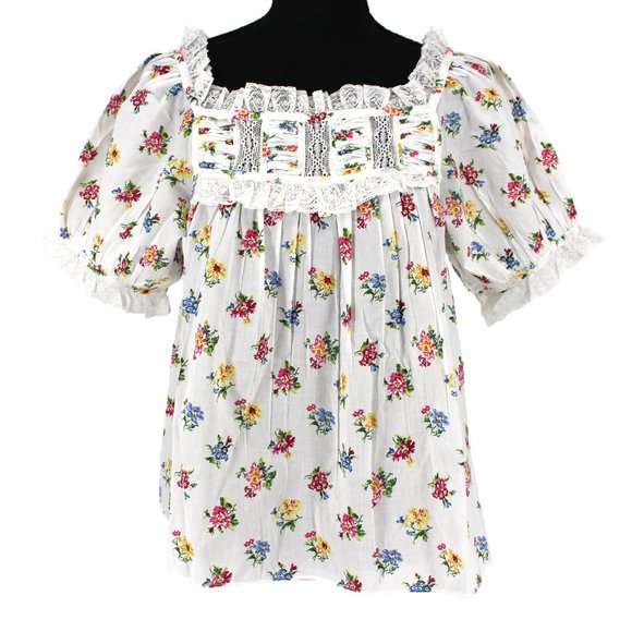 Doen Frances Top Fleurs De Jonquille White Organic Cotton Lace Trim Medium M NEW - Picture 2 of 8